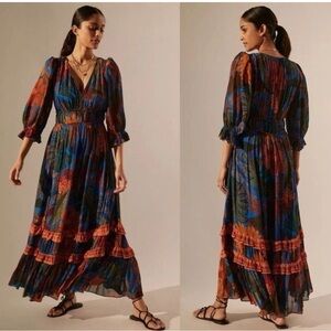 FARM Rio X Anthropologie Colorful Maxi Dress